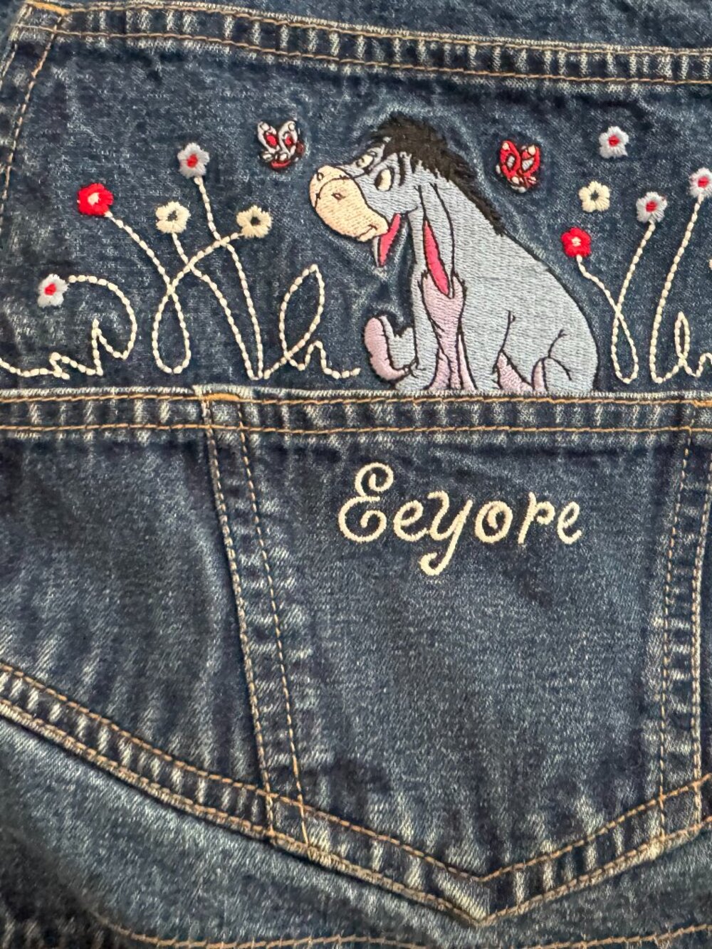 Classic Disney Pooh Eyeore Embroidered short overalls